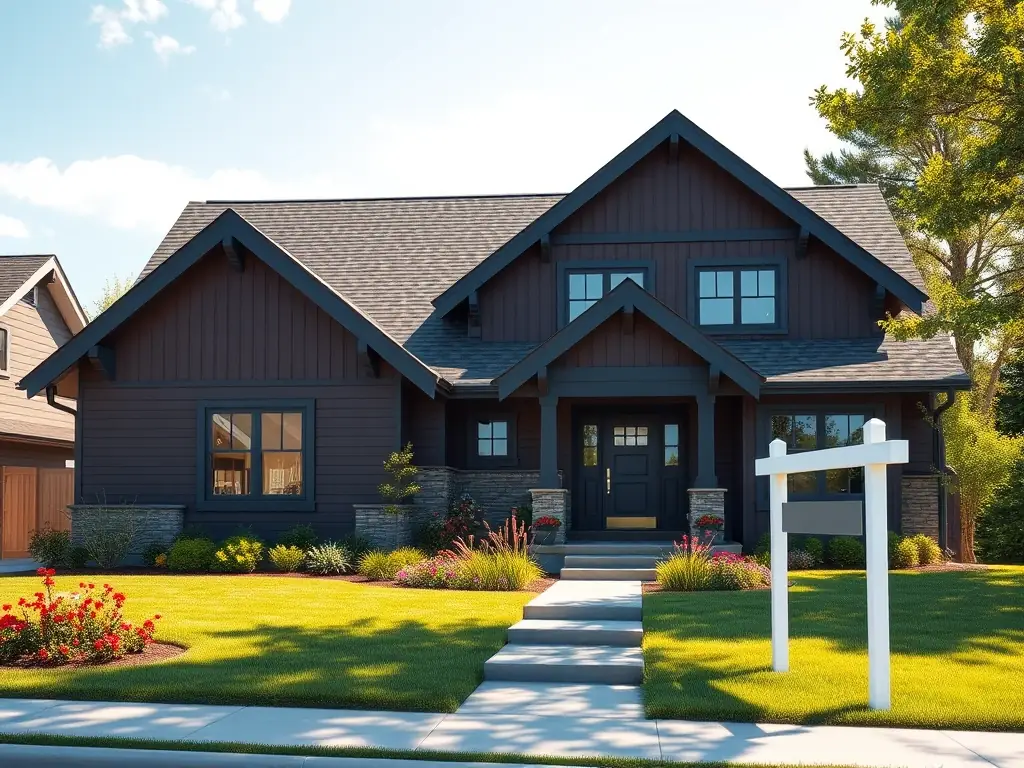 A craftsman-style home featuring natural wood siding, showcasing its warm tones and rustic charm. The image is taken during the golden hour to enhance the wood's natural beauty and highlight the home's architectural details.